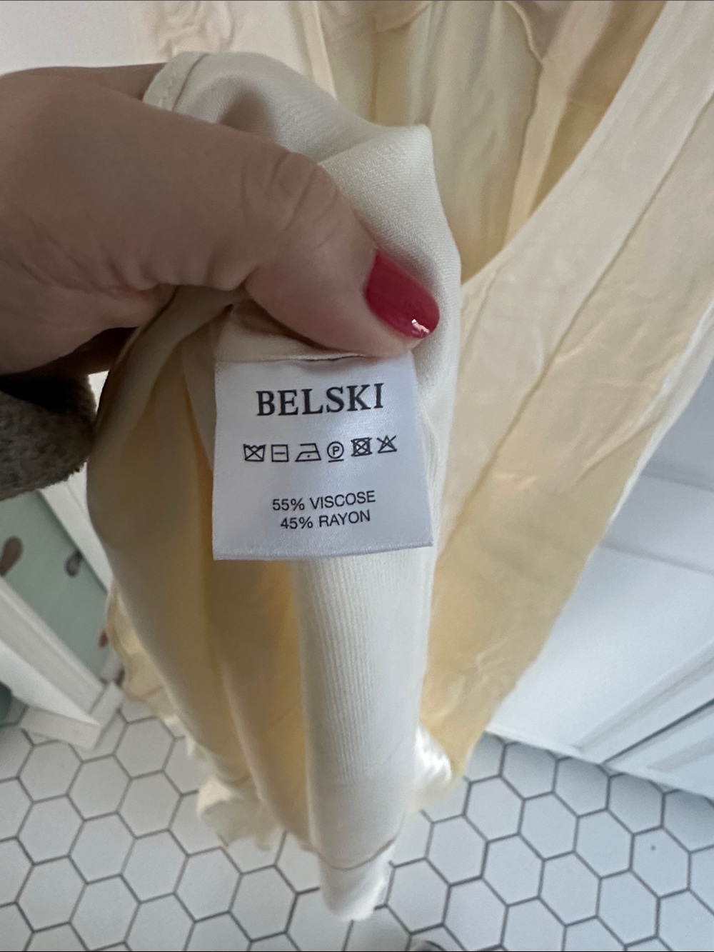 Belski Ivory Evelynn Satin V-Neck Maxi Dress - Picture 5 of 5